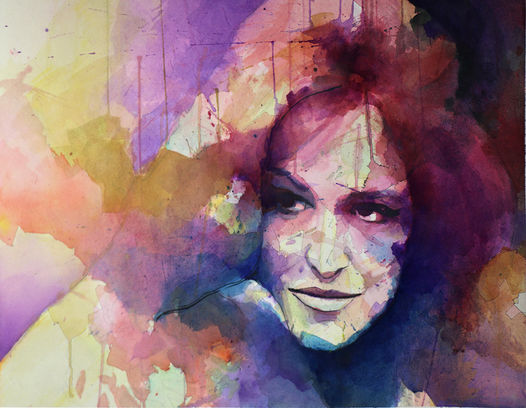 DALIDA Rencontre avec une Étoile Aquarelle horizontal 60x80