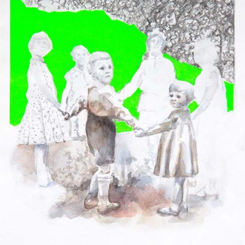 Le dernier été, 2014 - aquarelle, crayon de papier, papier fluo 30x40