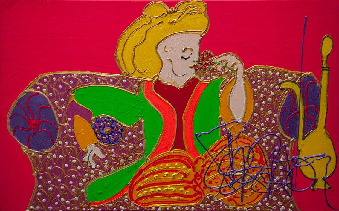 Isa Sator « Le parrain – Le prince gourmand » 2018 70 x 40 cm Acrylique sur toile