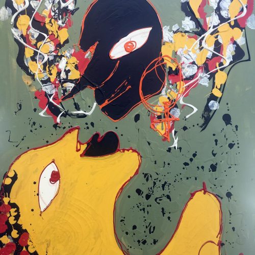 Le baiser Maure Isa Sator 80 x 63 Technique mixte sur toile