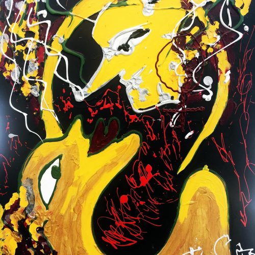 Le baiser Paris-New York Isa Sator 80 x 63 Technique mixte sur toile