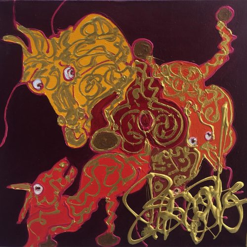 Manège enchanté des rencontres Isa Sator 40 x 40 Acrylique sur toile