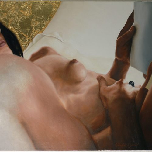 n 4 huile sur lin et feuille d'or, techniques mixtes 65x53