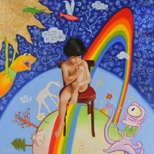 Boy on a red chair (Garçon sur une chaise rouge) par Christophe Stephan Durand