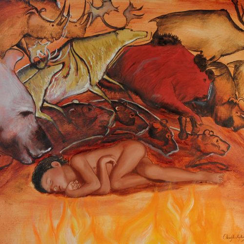 Petit Sapiens par Christophe Stephan Durand Huile sur coton 50x40cm