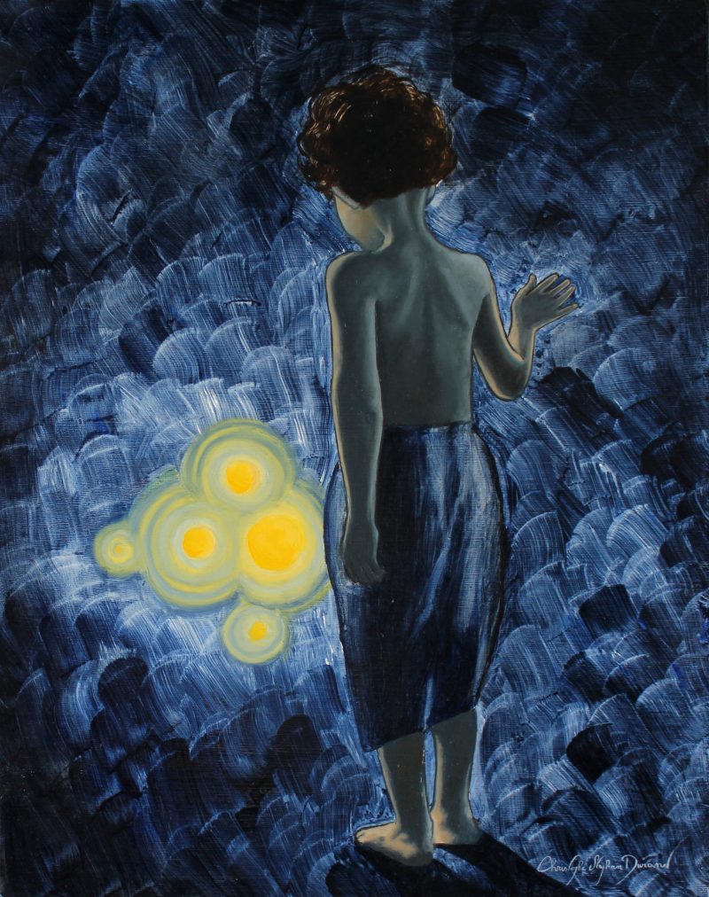 Boy in the blue par Christophe Stephan Durand Huile sur coton 40x50cm
