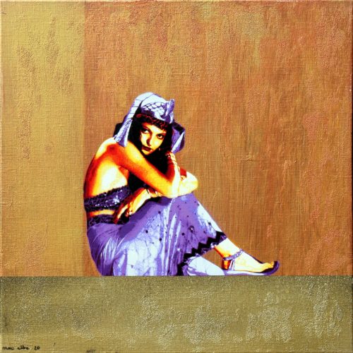 Mat Elbé - Zita Johann Gold - 50 x 50 - 2020 pochoir sur toile Mat Elbé est un pochoiriste et photographe pour Paris Tonkar Magazine.