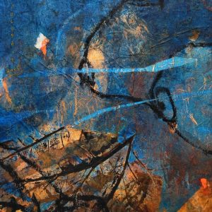 ABYSSES Fragment 3, Les plumes (40x40) Huile et acrylique sur papier "Peau du dragon" Nouvelle série, Nouvelles perspectives, Nouvelle tranche de vie..