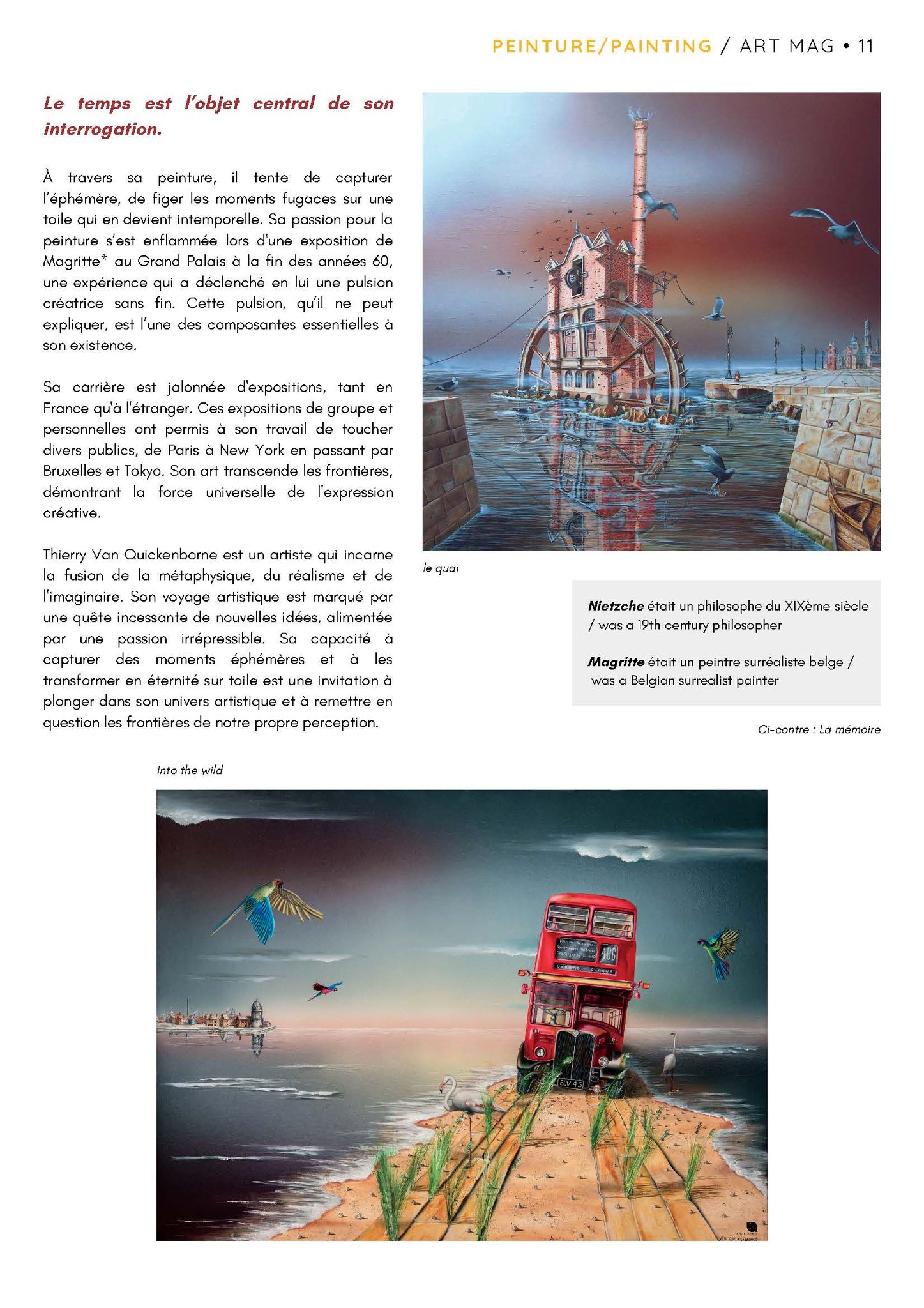 Article à propos de Van Quickenborne dans ART MAG