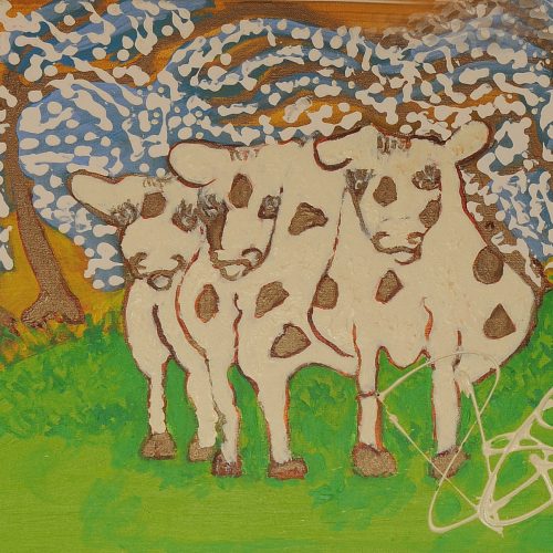 Isa Sator - Les Vaches normandes - 56 x 38 cm - acrylique sur toile