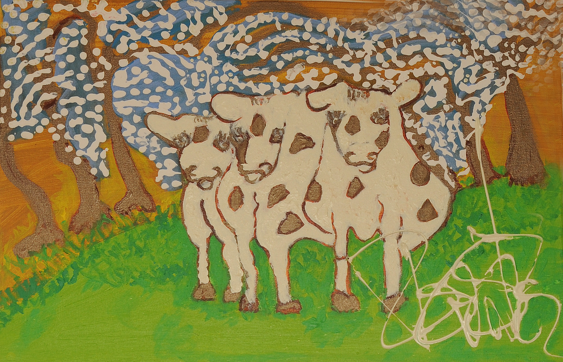 Isa Sator - Les Vaches normandes - 56 x 38 cm - acrylique sur toile