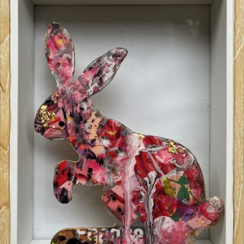 Lapin rose au museau or - Patmoli