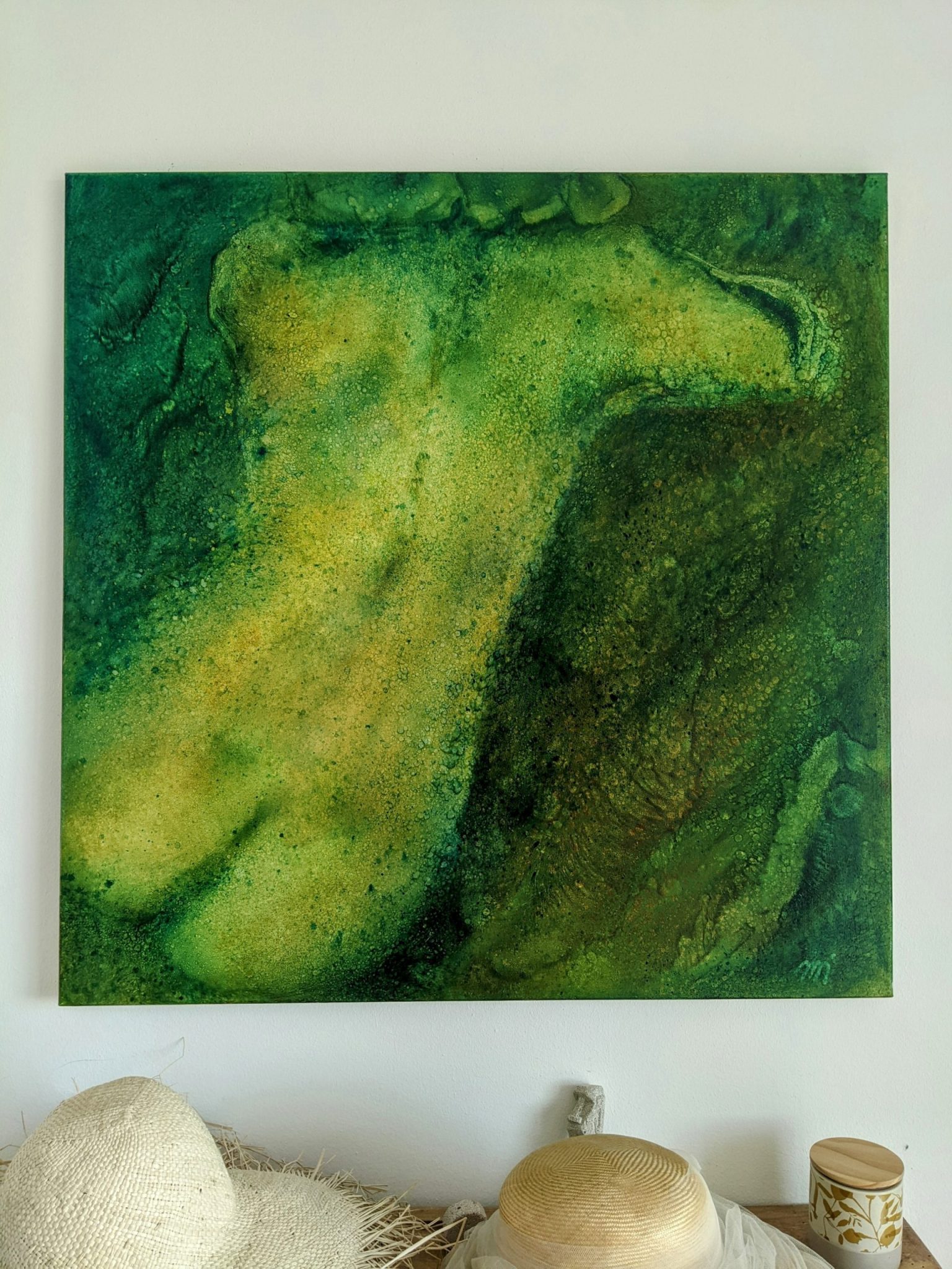Secret - Margot Issaly Secret" Peinture a l'huile au glacis sur toile 90x90cm