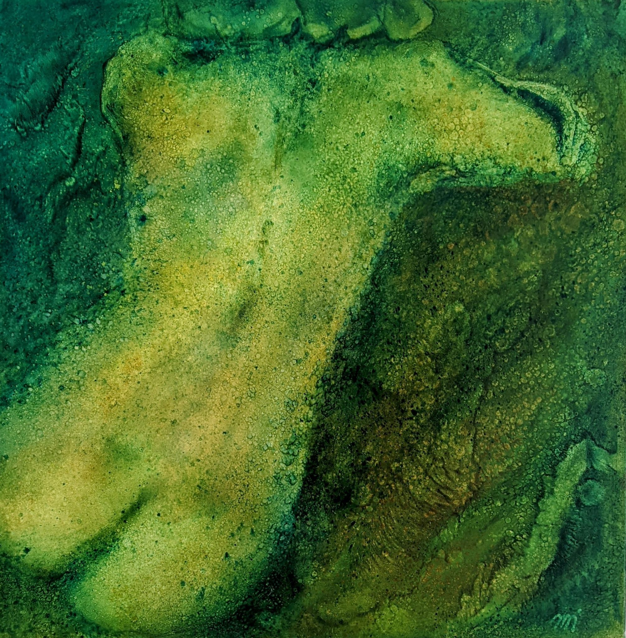 Secret - Margot Issaly Secret" Peinture a l'huile au glacis sur toile 90x90cm
