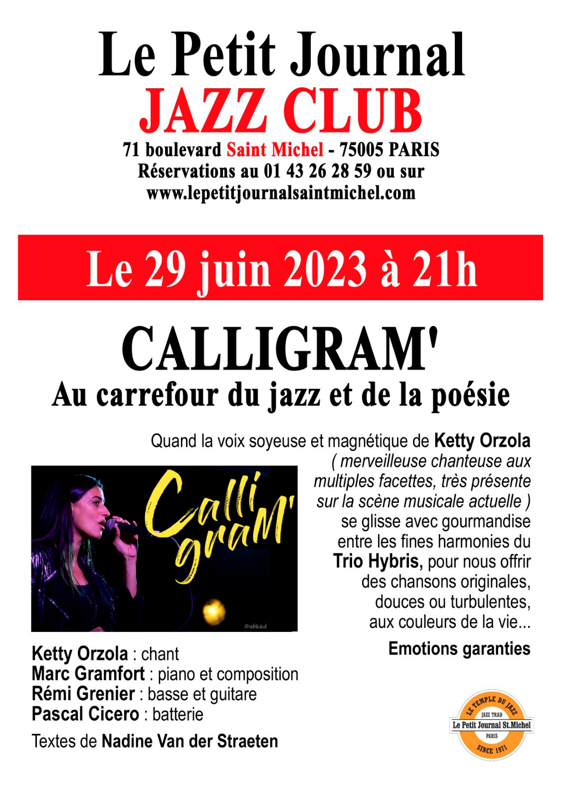 Calligram' - Au carrefour du jazz et de la poésie Paris