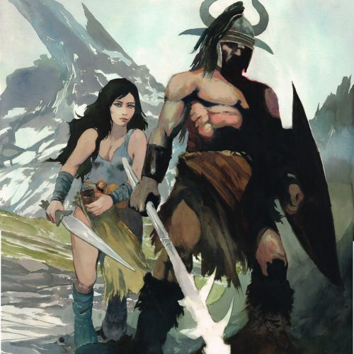 Vincent Pompetti Warriors -issu de la BD "Onys" paru en septembre 2025 - 50x65 technique mixte. Diplômé de l’Institut National des Beaux-Arts Saint-Luc de Liège, il réalise seul sa première bande dessinée qui a pour thème la science-fiction dans un monde imaginé par lui